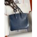 Hermes Birkin 25 Retourne Handmade Bag In Blue Saphir Lizard Leather