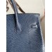 Hermes Birkin 25 Retourne Handmade Bag In Blue Saphir Lizard Leather