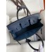 Hermes Birkin 25 Retourne Handmade Bag In Blue Saphir Lizard Leather