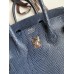 Hermes Birkin 25 Retourne Handmade Bag In Blue Saphir Lizard Leather