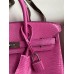 Hermes Birkin 25 Retourne Handmade Bag In Pink Lizard Leather