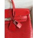 Hermes Birkin 25 Retourne Handmade Bag In Red Lizard Leather