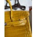 Hermes Birkin 25 Handmade Bag In Yellow Crocodile Niloticus Shiny Skin