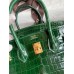 Hermes Birkin 25 Handmade Bag In Malachite Crocodile Niloticus Shiny Skin