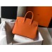Hermes Birkin 25cm Bag In Orange Clemence Leather GHW
