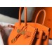 Hermes Birkin 25cm Bag In Orange Clemence Leather GHW