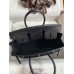 Hermes Birkin 25 Retourne Handmade Bag In Black Ostrich Leather
