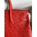 Hermes Birkin 25 Retourne Handmade Bag In Red Ostrich Leather