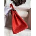Hermes Birkin 25 Retourne Handmade Bag In Red Ostrich Leather