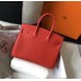 Hermes Birkin 25cm Bag In Red Clemence Leather GHW