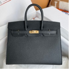 Hermes Birkin 25 Sellier Handmade Bag In Black Epsom Calfskin