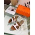 Hermes Amica 5mm Sandals In Brown/White Calfskin