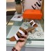 Hermes Amica 5mm Sandals In Brown/White Calfskin