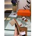 Hermes Amica 5mm Sandals In Brown/White Calfskin