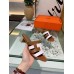 Hermes Amica 5mm Sandals In Brown/White Calfskin