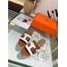 Hermes Amica 5mm Sandals In Brown/White Calfskin