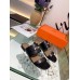Hermes Avenue Sandals In Black Calfskin