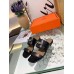 Hermes Avenue Sandals In Black Calfskin