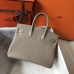 Hermes Birkin 25cm Bag In Tourterelle Clemence Leather GHW
