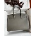 Hermes Birkin 30 Retourne Handmade Bag In Etain Epsom Calfskin