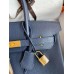 Hermes Birkin 30 Retourne Handmade Bag In Blue Saphir Clemence Leather