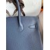 Hermes Birkin 30 Retourne Handmade Bag In Blue Saphir Clemence Leather