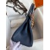 Hermes Birkin 30 Retourne Handmade Bag In Blue Saphir Clemence Leather