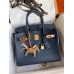 Hermes Birkin 30 Retourne Handmade Bag In Blue Saphir Clemence Leather
