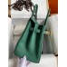 Hermes Birkin 30 Retourne Handmade Bag In Malachite Clemence Leather