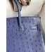 Hermes Birkin 30 Retourne Handmade Bag In Blue Iris Ostrich Leather