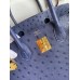 Hermes Birkin 30 Retourne Handmade Bag In Blue Iris Ostrich Leather