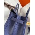 Hermes Birkin 30 Retourne Handmade Bag In Blue Iris Ostrich Leather