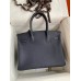 Hermes Birkin 30 Retourne Handmade Bag In Blue Nuit Clemence Leather