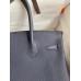 Hermes Birkin 30 Retourne Handmade Bag In Blue Nuit Clemence Leather