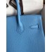 Hermes Birkin 30 Retourne Handmade Bag In Blue Paradise Clemence Leather