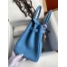 Hermes Birkin 30 Retourne Handmade Bag In Blue Paradise Clemence Leather