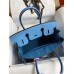 Hermes Birkin 30 Retourne Handmade Bag In Blue Paradise Clemence Leather