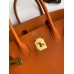 Hermes Birkin 30 Retourne Handmade Bag In Orange Clemence Leather