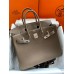 Hermes Birkin 35 Retourne Handmade Bag In Taupe Clemence Leather
