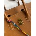 Hermes Birkin 35 Retourne Handmade Bag In Gold Epsom Calfskin