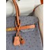 Hermes HSS Birkin 35 Bicolor Bag in Gris Agate and Gold Ostrich Leather