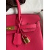 Hermes Birkin 30 Retourne Handmade Bag In Rose Red Clemence Leather