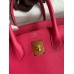 Hermes Birkin 30 Retourne Handmade Bag In Rose Red Clemence Leather