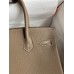Hermes Birkin 30 Retourne Handmade Bag In Taupe Clemence Leather