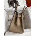 Hermes Birkin 30 Retourne Handmade Bag In Taupe Clemence Leather