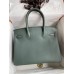 Hermes Birkin 30 Retourne Handmade Bag In Vert Amande Clemence Leather