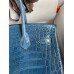Hermes Birkin 30 Handmade Bag In Blue Tempete Crocodile Niloticus Shiny Skin