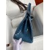 Hermes Birkin 30 Handmade Bag In Blue Tempete Crocodile Niloticus Shiny Skin