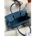 Hermes Birkin 30 Handmade Bag In Blue Tempete Crocodile Niloticus Shiny Skin