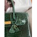 Hermes Birkin 30 Handmade Bag In Green Crocodile Porosus Shiny Skin